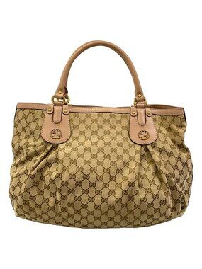 Gucci Tote GG Pattern Scarlet Beige Brown Pink Leather